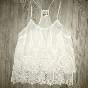 White cami. Lace detail